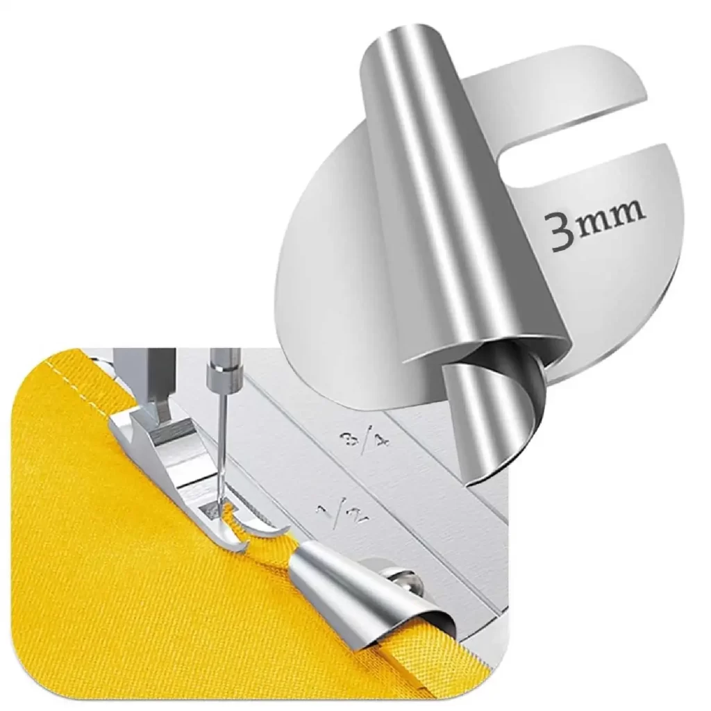 1pcs Sewing Rolled Hemmer Foot, 3-10mm Rolled Hem Presser Foot Set for Sewing Machine Accessories, Curved Scroll Hemmer