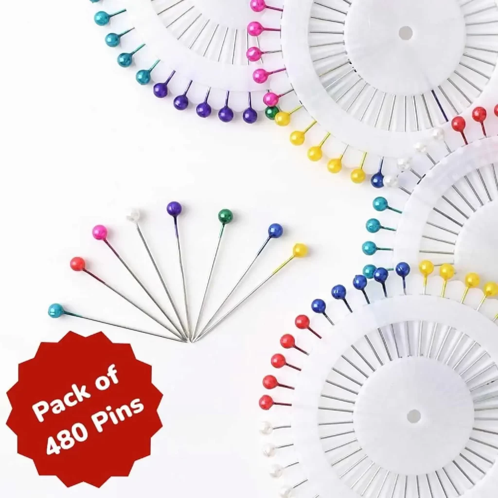Pack of 480 Bell Pins - Mixed Colour - Pearl Head Pins - Sewing Pin for Tailor, Dressmaking, Patchwork, Wedding, Florist, Decoration, Art and Craft